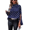 thumbnail image 1 of Camisa De Punto Con Cuello Alto,Blusa De Puntos Con Cuello Alto Blusa De Puntos Con Cuello Alto Blusa Suelta Con Estampado De Puntos Integración Sin Costuras, 1 of 8