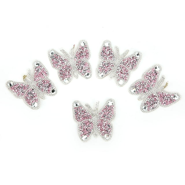 5pcs Strass Patchs Broderie Autocollant Chaud Fondre la Colle Applique Décorpink