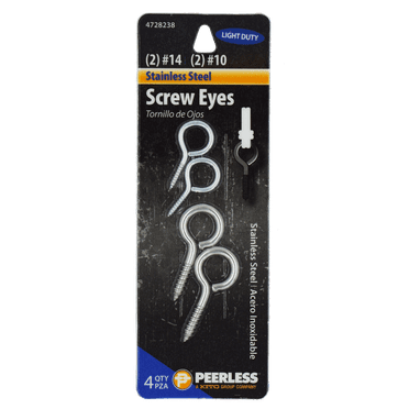 Peerless Chain Assorted Stainless Steel Screw Eyes 4 Pack, #4728238