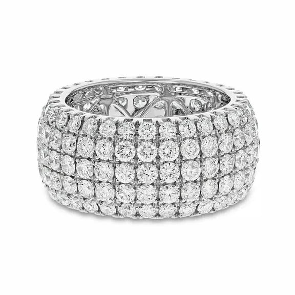 Multi Row Diamond Ring, Pave Set Diamond Wedding Band, Full Eternity Diamond Ring, Wide Shank Unisex Diamond Ring, 925 Sterling Silver, 2.5 Ct Simulated Diamond, Birthday Gift Ring