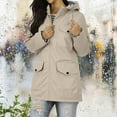 thumbnail image 4 of yardsong Women All-Season Rain Jacket Waterproof Hooded Lightweight Windbreaker with Striped Lining Multi Pocket for Outdoor & Travel Khaki,XL, 4 of 9
