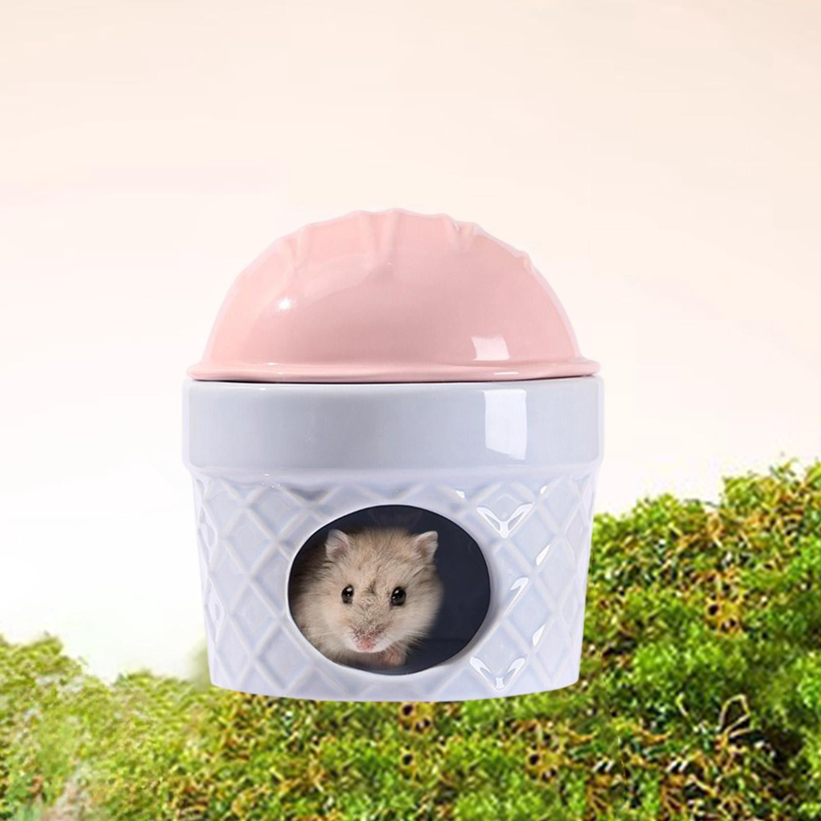 oshhni Ceramic Hamster Nest Hamster Habitats for Dwarf Hamster Ferret Small Animals Pink
