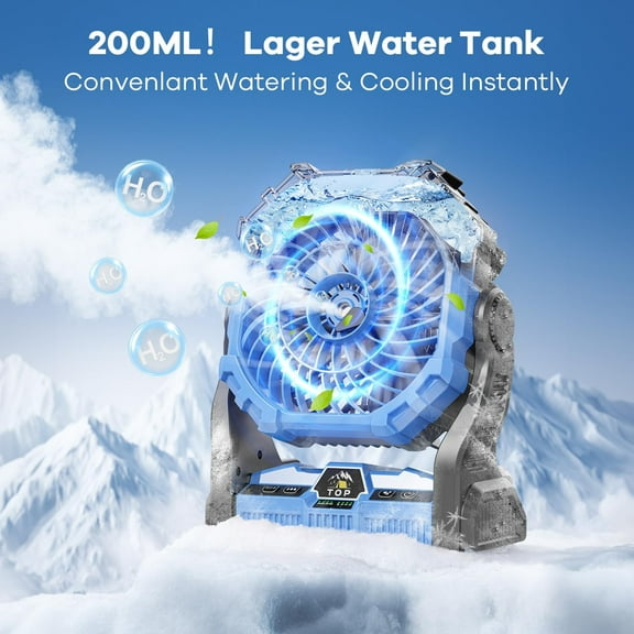Portable Misting Fan with RGB , 30000mAh Battery for Outdoor Cooling