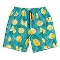 thumbnail image 3 of Uemuo Lemon Blue Pattern Men's Swim Trunks Hawaiian Beach Bathing Suit Swimsuits Beach Quick-Dry Shorts with Pockets-Large, 3 of 9