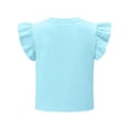 thumbnail image 5 of XADYUY Girls Tee Shirts 10-12 Crewneck Solid Tshirt Ruffle Short Sleeve Toddler T-Shirt Summer Cute Cotton Tops,Sky Blue,5-6Years, 5 of 6