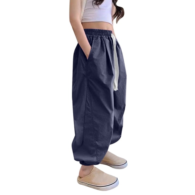 Odeerbi 4-15 Años Niñas Pantalones de Chándal de Algodón de Secado Rápido Workout Athletic Sports Jogger Pantalones Casual de Cintura Elástica de Seda de Hielo Joggers