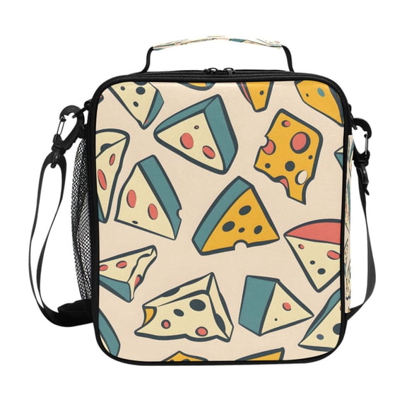 Cartoon Cheese Pattern Insulated Lunch Bag Reusable Lunch Box Lunch Container with Straps