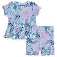 thumbnail image 1 of Conjunto de camiseta peplum y pantalones cortos para bicicleta de Lilo & Stitch de Disney para niñas pequeñas, azul 6, 1 of 7