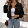 thumbnail image 4 of IUYRTFE Women's Cropped Button Down Jacket Long Sleeve Collared Casual Knit Outerwear, 4 of 5