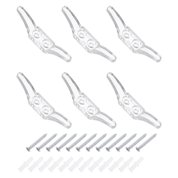 6Pcs 65x12mm Blind Cord Cleats, Blind String Safety Rope Plastic Holder, Clear