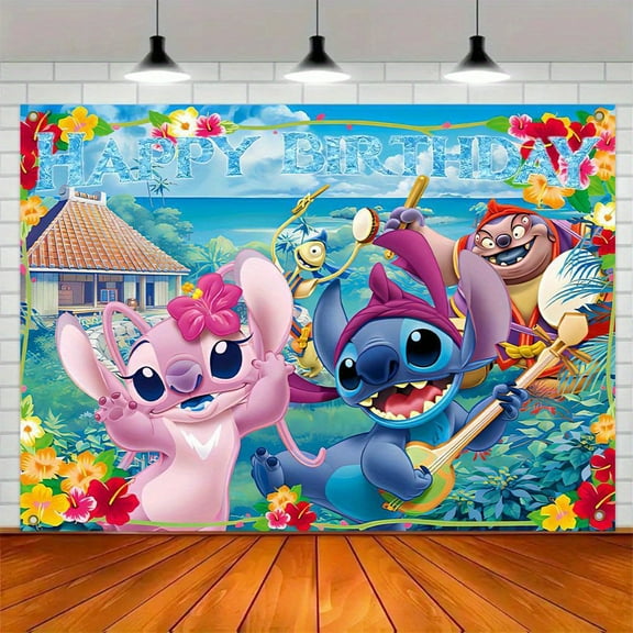Stitch birthday party decoration banners, perfect for birthday parties and holiday celebrations, ideal gifts for families and friends, indoor/outdoor celebrations and garden decorations.