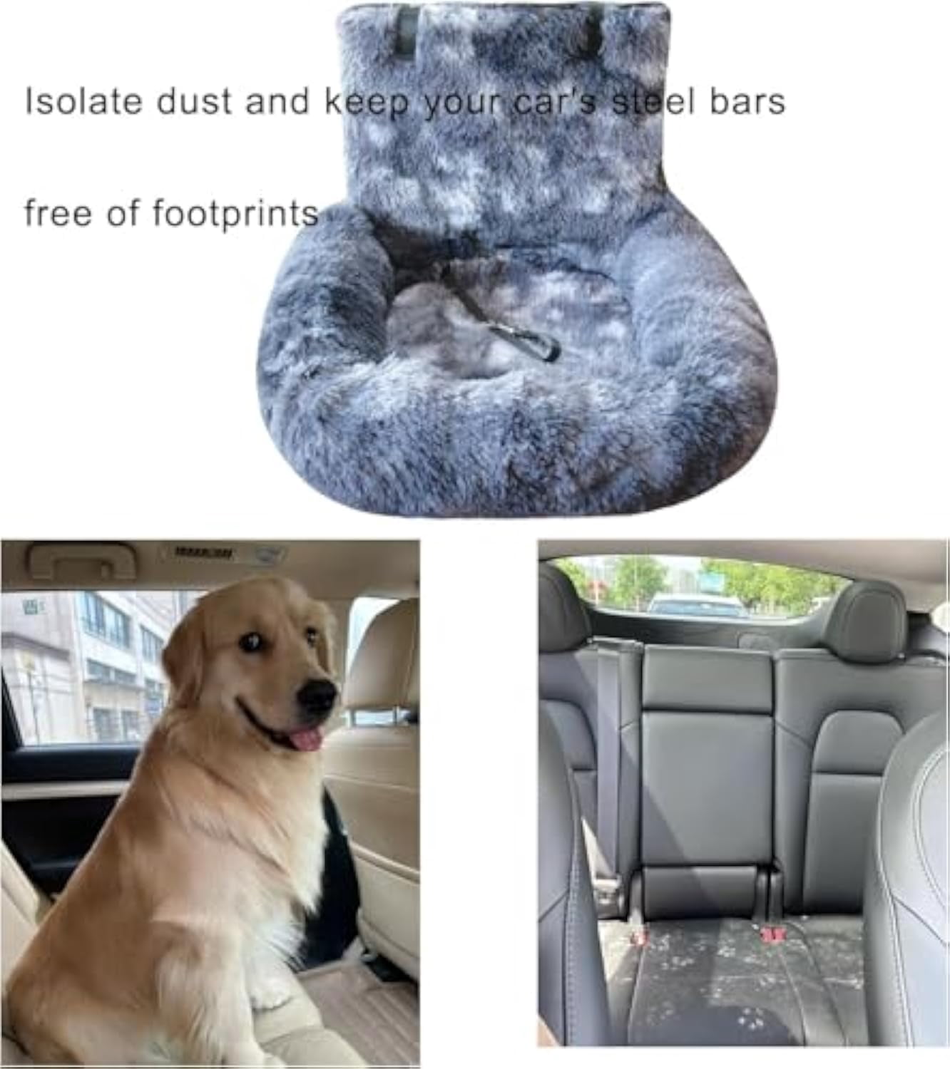 Car Bed Travel Safety Kit, Car Seat Calming Dog Bed with Safety Straps, Ultra Soft Comfort Durable Orthopedic Dog Beds for Small Medium Dogs