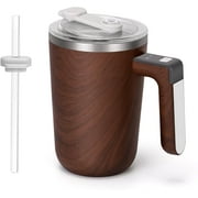 SSAWcasa 13oz Self Heating Coffee Mug, Temperature Controll Self Stirring Smart Mug with Lids and Straws, Leakproof Stainless Steel Heated Coffee Mug Warmer for Latte Coffee Milk, Hot/Cold Beverage