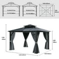 thumbnail image 4 of Dextrus 12x14FT Outdoor Double Roof Gazebo Polycarbonate Hardtop with Netting&Shaded Curtains,Sturdy Aluminum Frame Garden Tent,Ideal for Patio, Backyard,Deck and Lawns,Grey Curtain, 4 of 5