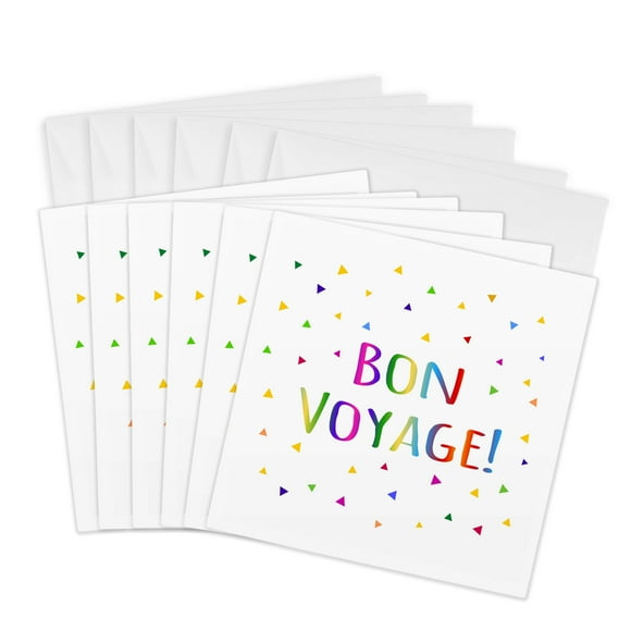 3dRose Bon Voyage Arc-en-Ciel avec Confettis Multicolores Cartes de Vœux, 6 Pouces x 6 Pouces, Ensemble de 6 (gc_202068_1)