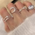 thumbnail image 4 of Nuevo anillo de plata de ley 925 con diseño de perla rota y sencillo, estilo femenino, de lujo, ligero, de alta gama, resistente al color, anillo abierto, 4 of 5