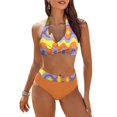 thumbnail image 2 of YDLCAFD Easter Women's Fresh Printed Quick Drying Strap Bikini Split Swimsuit, 2 of 7
