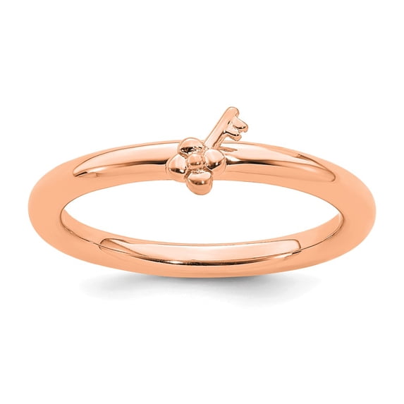 925 Sterling Silver Stackable Pink-plated Key Ring Eternity Band Size 10