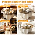 thumbnail image 6 of 27.5 Inches/31.5 Inches Round Coffee Table, Tempered Glass Top Mid Century Modern Coffee Table, Center Table with Wood Base for Living Room, Office, 6 of 11