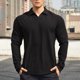 thumbnail image 1 of pstuiky Camisas casuales de manga larga para hombre, Camisa/top de manga larga con solapa y manga larga de terciopelo holgado y lavado informal para hombre salir tops m, 1 of 3