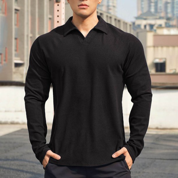 pstuiky Camisas casuales de manga larga para hombre, Camisa/top de manga larga con solapa y manga larga de terciopelo holgado y lavado informal para hombre salir tops m