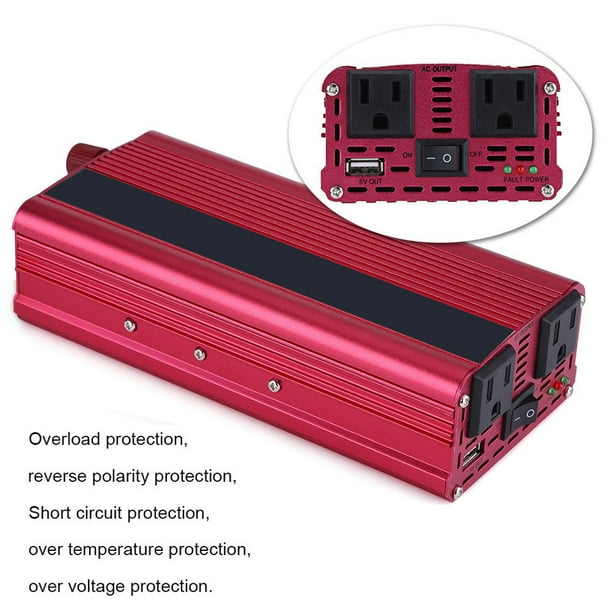 Inversor De Corriente Para Automóvil 2000W DC 12V A AC 110V Convertidor USB