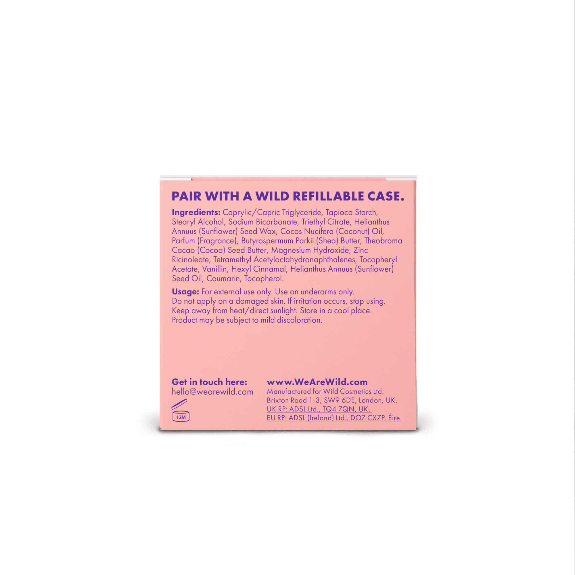 Wild Stick Deodorant Refill, Coconut & Vanilla. Aluminum Free, for Women and Men, 1.4oz