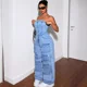 thumbnail image 4 of Monos de mezclilla de una pieza sin tirantes, sin mangas, largos, con pantalones cargo, ajustados, sexys, con cintura ajustada, pantalones de pierna ancha, 4 of 4