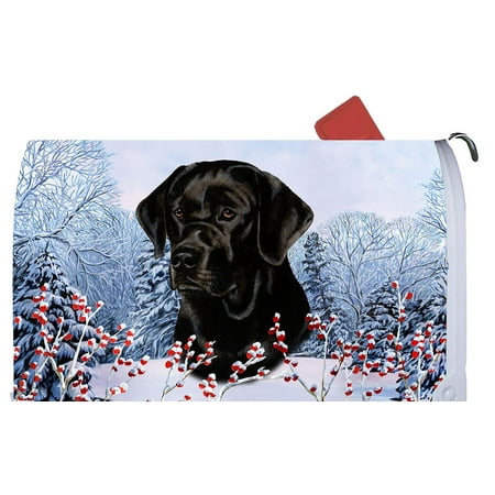 Black Labrador - Best of Breed Dog Breed Winter Berries Mail Box