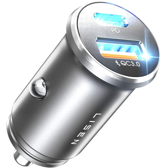 Cargador de coche LISEN USB C 54W superrápido de doble puerto PD 36W/12V