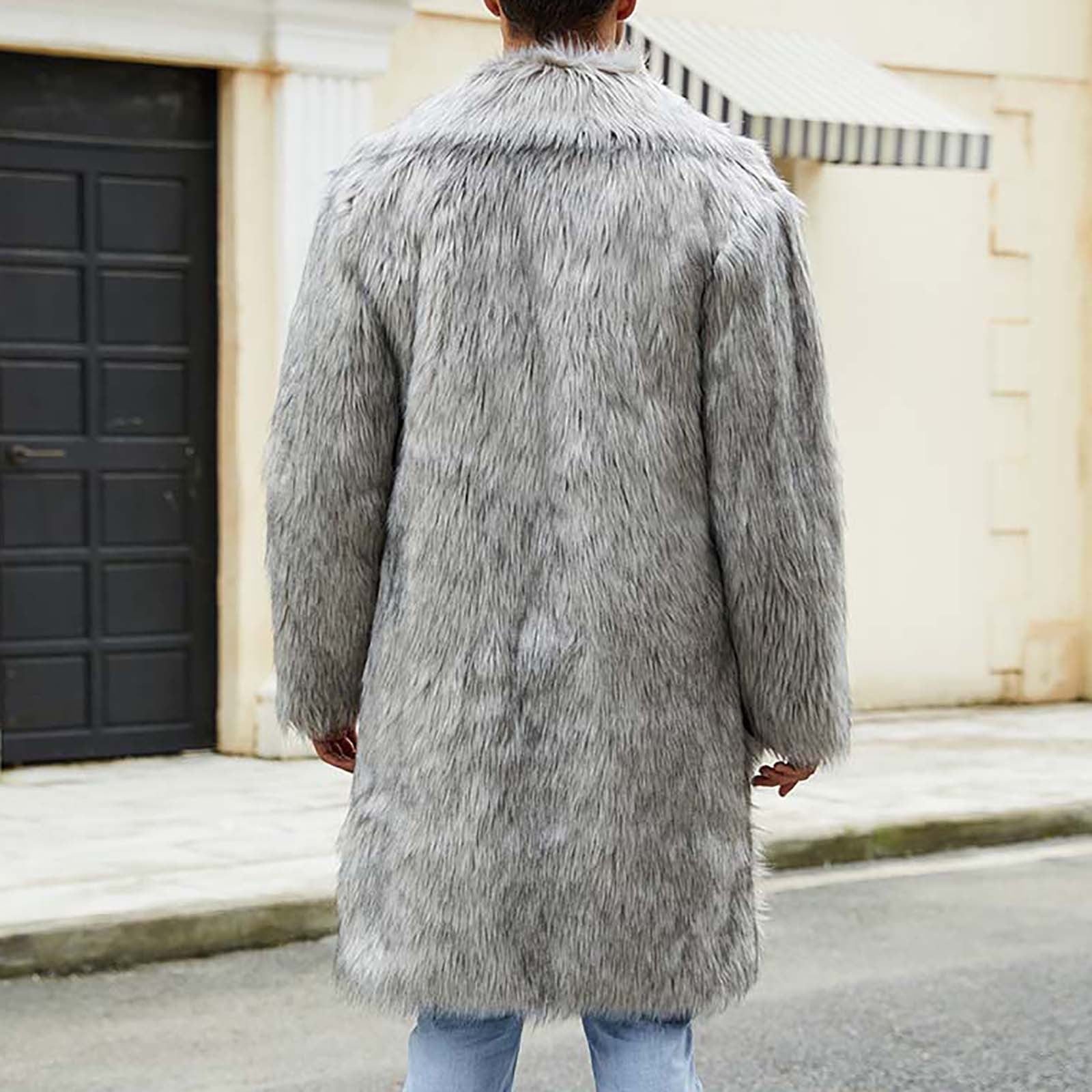 Zpanxa Winter Coats for Men Warm Faux Fur Coat Fashion Soft Solid