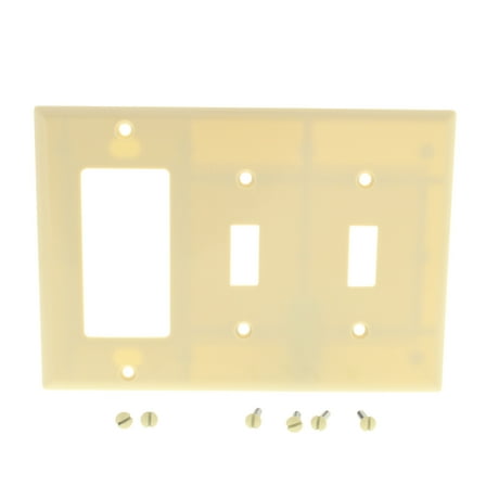 Eaton Wiring Devices 2173V-BOX Combination Wallplate, 4-1/2 in L, 6-3/8 in W, 3 -Gang, Thermoset, Ivory