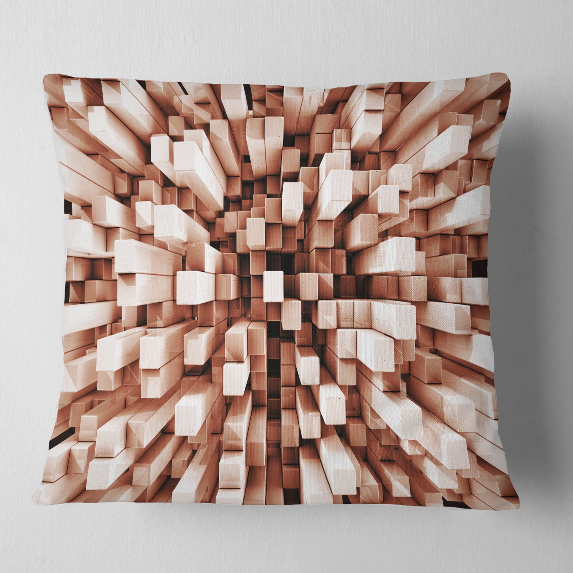 Designart Reflective Checkered Cube - Contemporary Throw Pillow - 18x18
