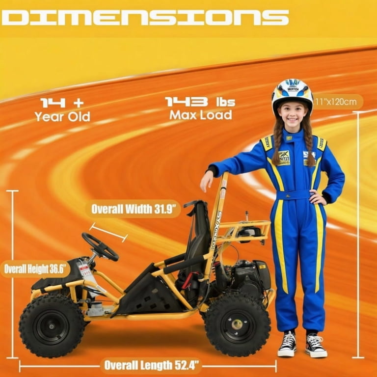 SYX MOTO Teens Gasoline Go Kart GK-49A 50cc 4 Stroke, School Bus