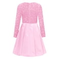 thumbnail image 4 of Runhomal Robe à Paillettes pour Filles Col Ras du Cou Manches Longues Plissée Fête Mariage Robe Fleur Rose 12, 4 of 6