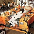 thumbnail image 3 of Reusable Trick or Treat Halloween Pumpkin Ghost Table Runner Flax Halloween Tablecloth Table Cover STYLE 8, 3 of 8