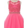 thumbnail image 2 of Big Girls Sleeveless Elegant Rhinestone Pearl Beaded Junior Bridesmaid Flower Girl Dress Burgundy 12 (C50C13), 2 of 5