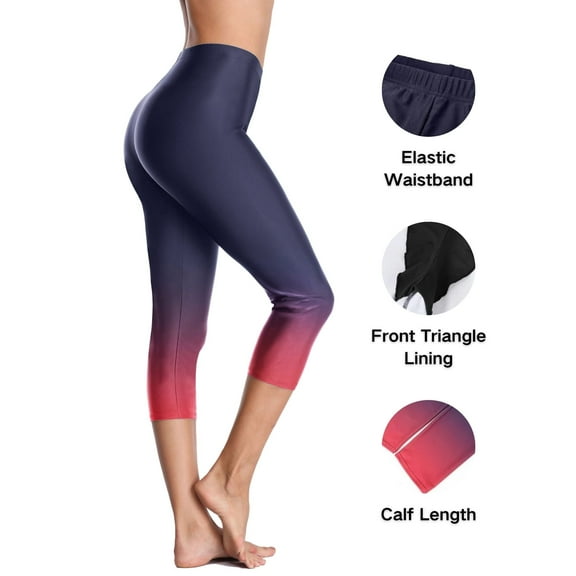 Swim Pants for Women High Waisted Swim Capris Gradient Color Swim Shorts Swimming Leggings