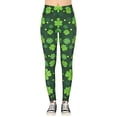 thumbnail image 3 of HDE Trendy Design Workout Leggings Fun Fashion Graphic Printed Cute Patterns Green 4 Leaf Clovers XL, 3 of 7