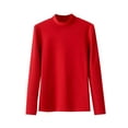 thumbnail image 3 of Women's Mock Neck Shirt Long Sleeve Top Fall Base Layer Dressy Solid Color Pullover Casual Sweater Red L, 3 of 3