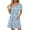 Blue, variant on SYMOID Womens Summer Feather Print Short-sleeved V-neck Slim Casual Mini Shift Dress,Hot Pink,Size M