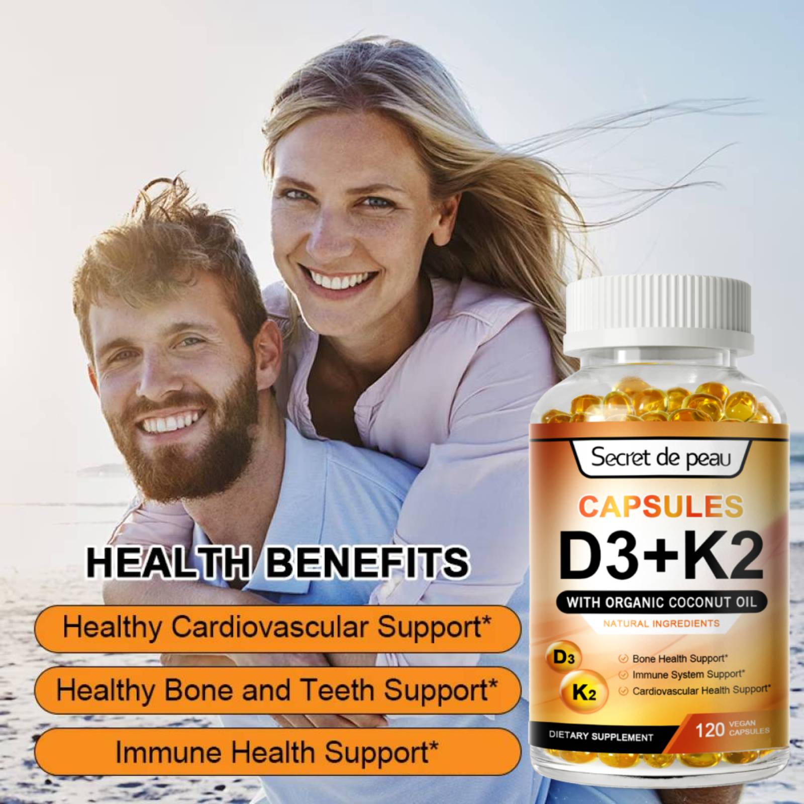 Secret De Peau Vitamin D3 + K2 5000 IU, 120 Capsules photo 6