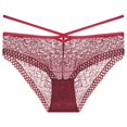 thumbnail image 3 of Gibobby Tangas de mujer ilusion Bragas de malla de encaje floral sexy para mujer Ropa interior de talla grande transparente ahuecada de tiro bajo(Vino,M), 3 of 4