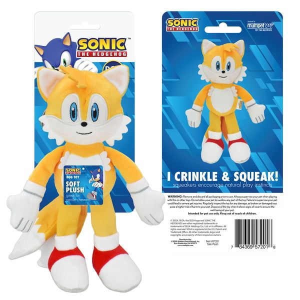 Multipet Sonic the Hedgehog Plush Tails Dog Toy with Squeaker