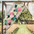thumbnail image 4 of Toile de Fond de Douche Mariage Route Citée Fleurs Fausses Roses, Bleu et Rose, 4 of 7