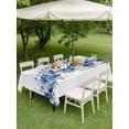 thumbnail image 3 of Blue Blooms Floral Outdoor Tablecloth - 52x70 Inch Rectangle Dining Table Cover, Farmhouse Spring Flowers Botanical Waterproof Outdoor Table Cloth with Umbrella Hole & Zipper for Picnic/Patio/Party, 3 of 7