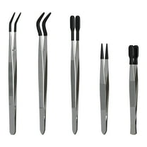 MMOBIEL Entomology Forceps Set 5-Pack Stainless Steel Tweezers with Rubber Tips