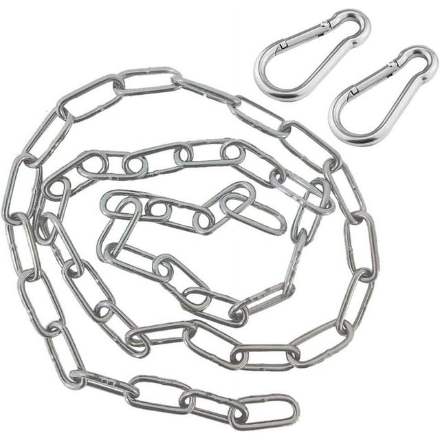 Easy To Use Hanging Chair Chain, Weather Proof Gate Chain Lock For Indoor Outdoor Adventures, Stainless Steel Material Adjustable Height With Carabiners