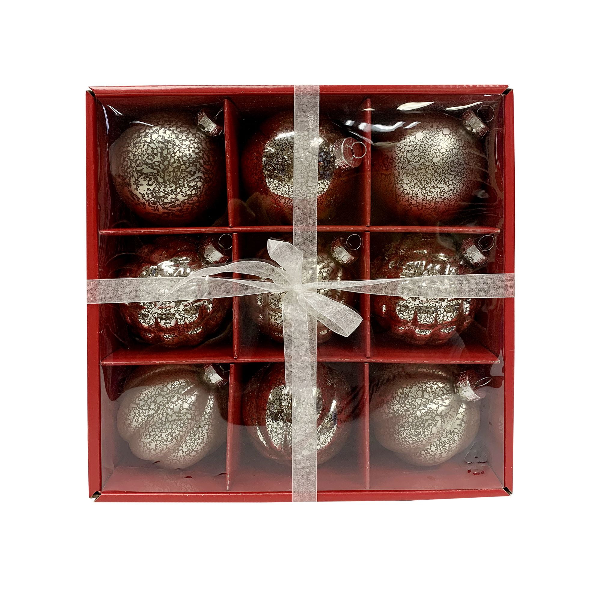 Holiday Time VintageInspired Silver Glass Christmas Ornaments, 9 Count