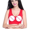 thumbnail image 2 of Workout Bra Women Fashion No Underwire Wireless Yoga Sports Bra V-Neck Back-Smoothing Bra Feature Hook and Eye Closure Longline Bra Style Y-180 , Red L, 2 of 5